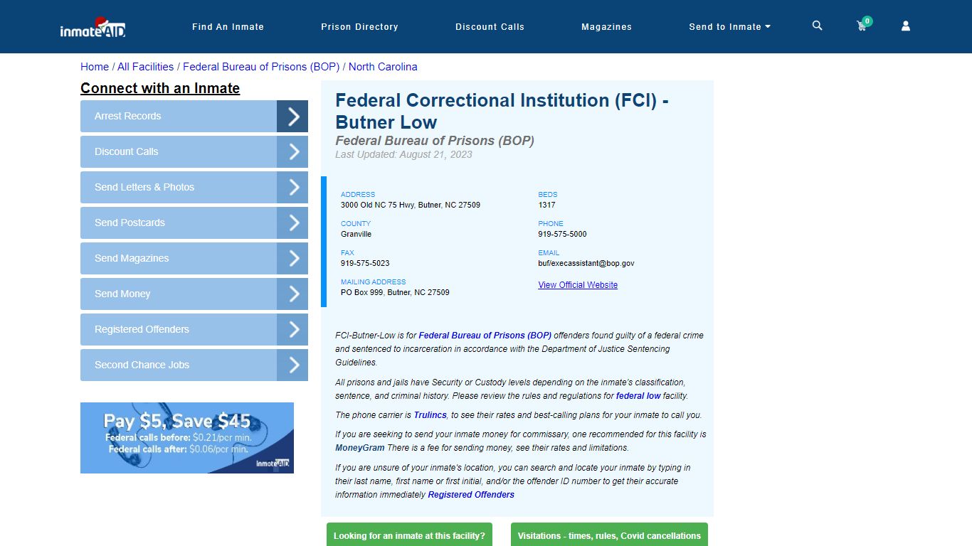 Federal Correctional Institution (FCI) - Butner Low