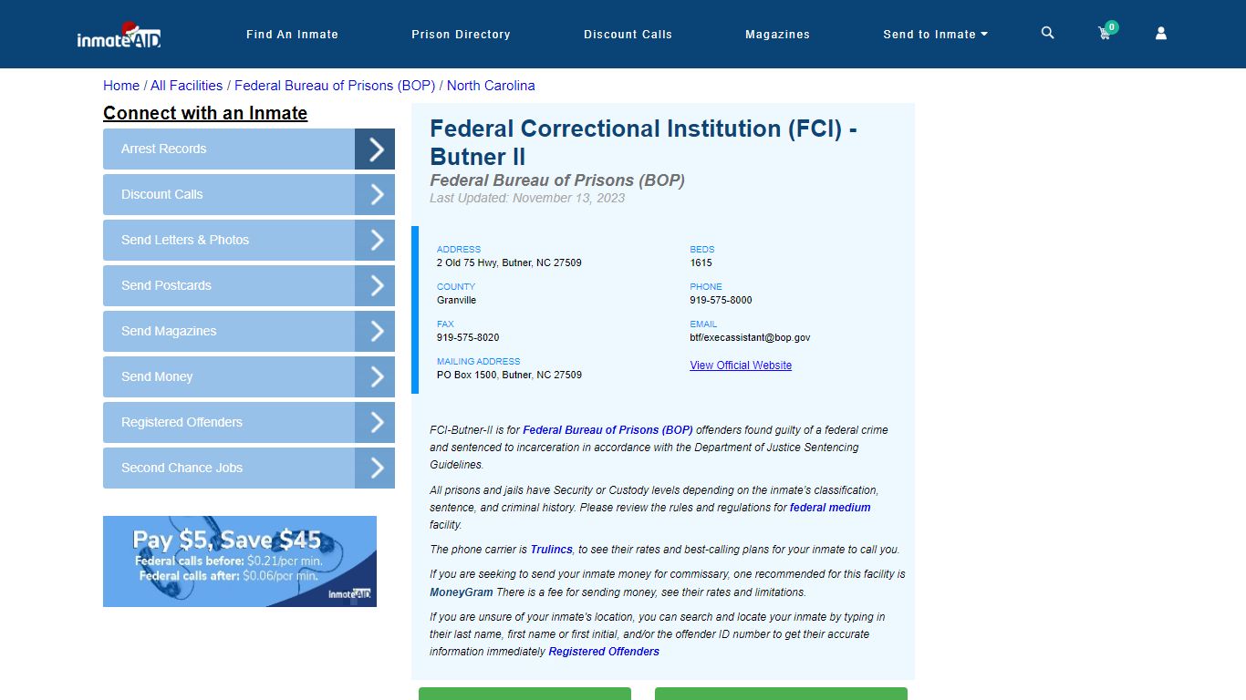 Federal Correctional Institution (FCI) - Butner II